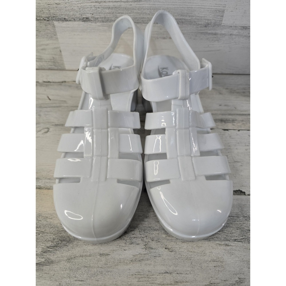 Kali Footwear Angel-High White‎ Jelly Sandals Chunky Block Heel Womens Size 10